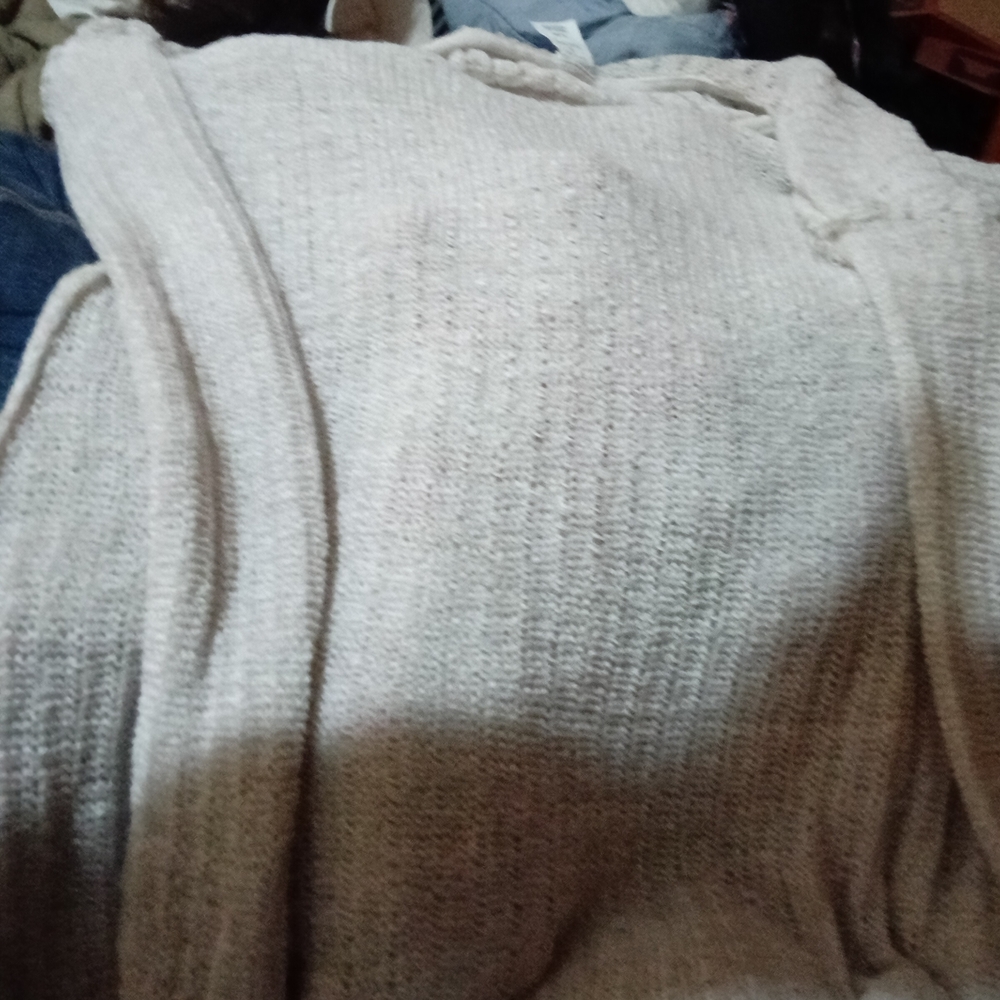 Shade & Shore Textured Knit Top in Cream and Brown